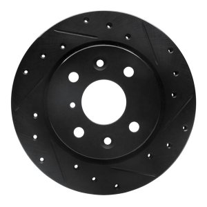 Kia Spectra Brake Rotor (1) - Front Right - R1 Concepts - Drilled & Slotted - Black - `94-`00